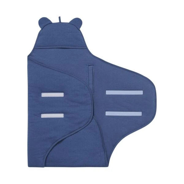 Jollein Basic Stripe Wikkeldeken Jeans Blue - Afbeelding 2