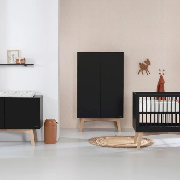 Kidsmill Sixties Babybed Zwart Mat / Naturel 60 X 120 Cm - Afbeelding 4