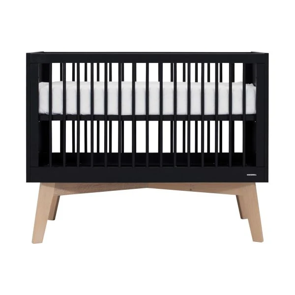 Kidsmill Sixties Babybed Zwart Mat / Naturel 60 X 120 Cm