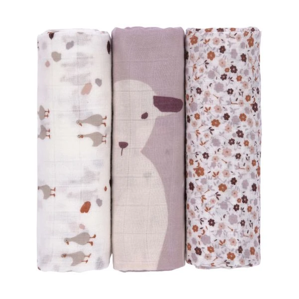 Laessig Tiny Farmer Explorer Flowers Swaddle 3 Stuks - Image 2